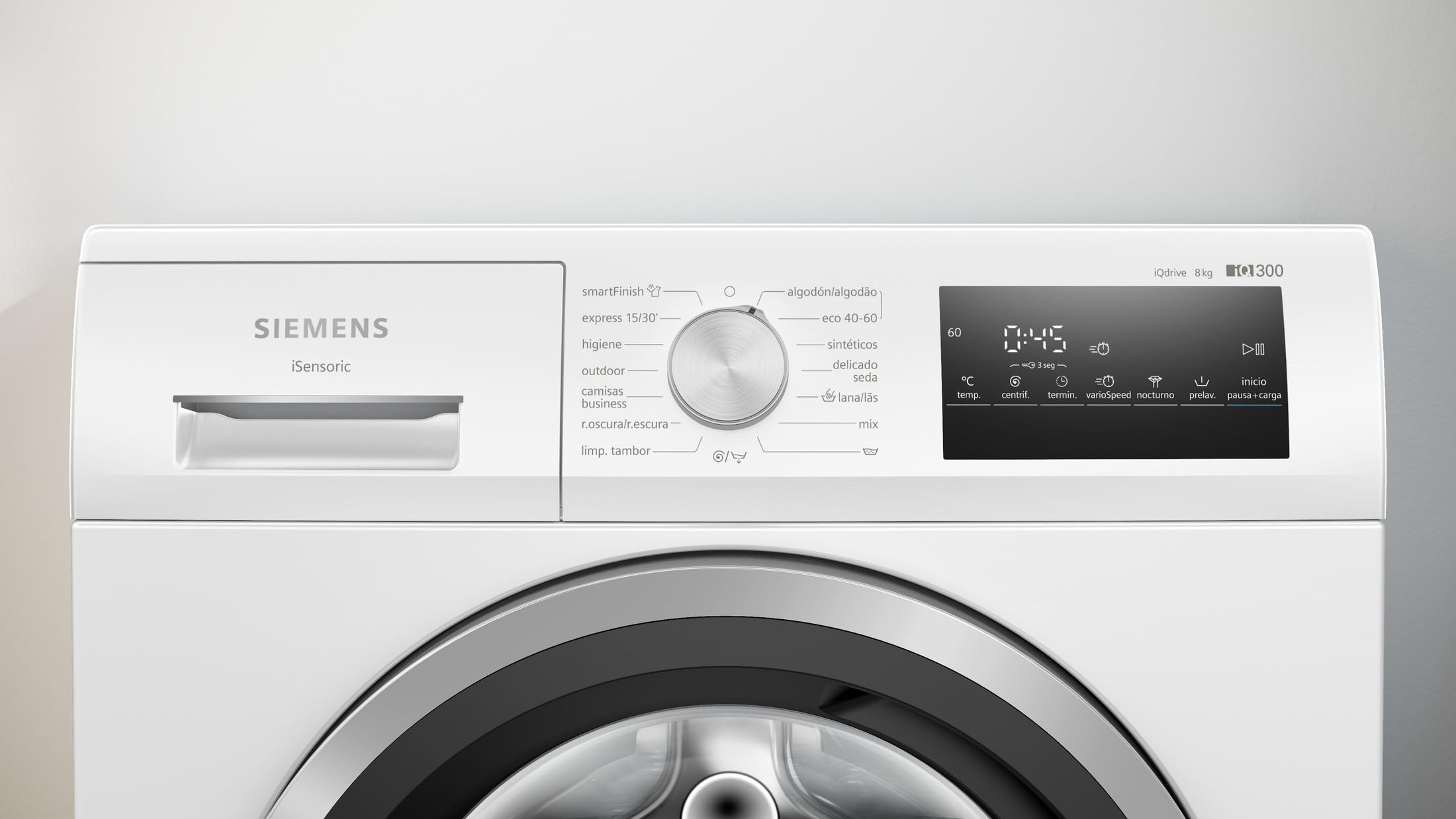 Siemens - Lavadora de carga frontal iQ300, 8 kg, 1200 r.p.m, smartFinish, Tambor waveDrum, Motor iQdrive, Blanco, WM12N265ES