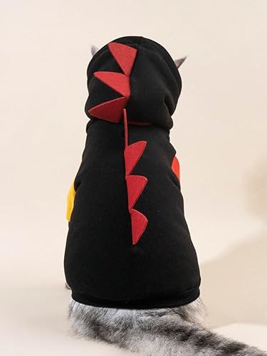 Miniatura 3 de QWINEE Sudadera con capucha de dinosaurio para perro, chaqueta cálida para Navidad, Halloween, disfraz de perro, ropa para cachorros, gatitos,