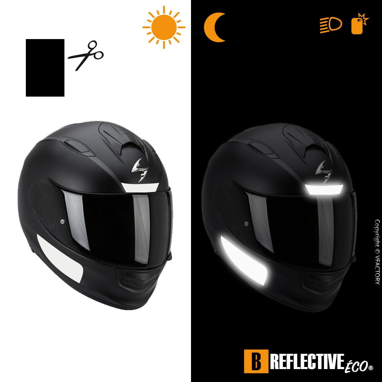 4 x Blatt Selbstklebende reflektierende Aufkleber zum Ausschneiden für Fahrrad, Roller, Helm, … - Aufklebertafel 20 × 30 cm - Hohe Sichtbarkeit – Diskret - Maximaler Halt
