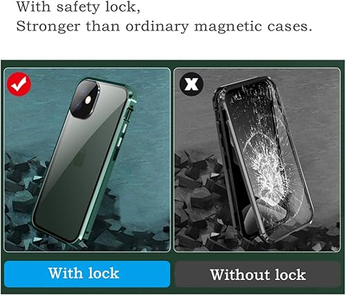 Miniatura 8 de Funda con bloqueo de seguridad y fuerte absorción magnética para iPhone 11 con protector de lente de cámara, parachoques de metal 360, protección de