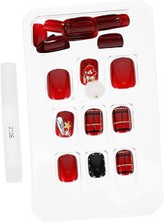 NOLITOY 24 Pçs Adesivos De Unhas De Natal Unhas Postiças De Acrílico Unhas Postiças De Natal Unhas Curtas Falsas Artificiais Pontas De Unhas De Natal Decalques De Unhas De Natal Decalques