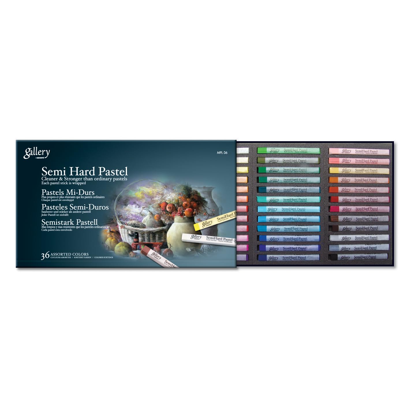 Mungyo Gallery Semi-Hard Pastels Cardboard Box Set of 36 - Assorted Colors