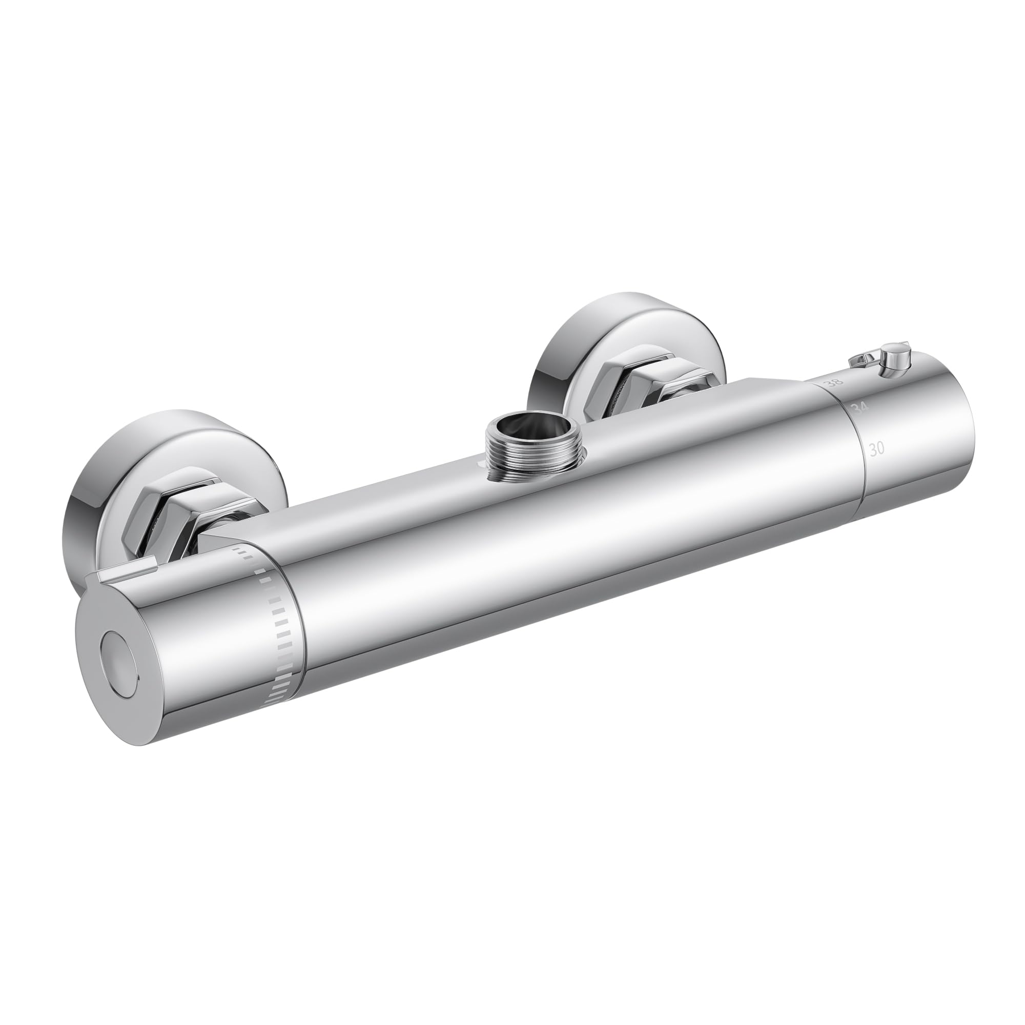 MORADO Thermostatic Shower Mixer with Top Outlet,Thermostatic Shower Mixer Bar with Anti-Scald Tap,Reverse Outlet Shower Mixer with Adapter fits for Both 3/4" BSP and 1/2" BSP,Solid Brass,Chrome