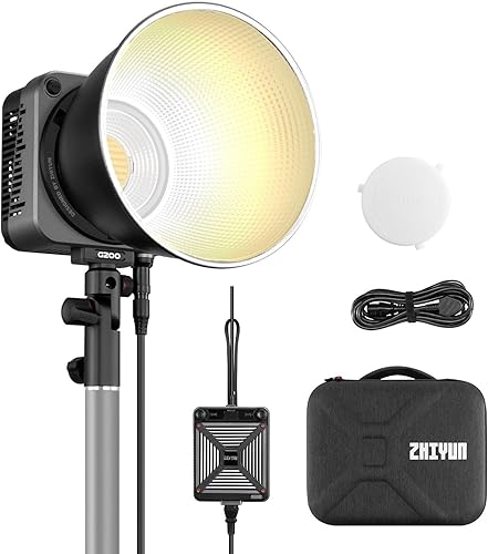 ZHIYUN Molus G200 Luz de fotografía, luz de video COB de 300W, 2700K  6500K, CRI95, TLCI 97, Control de aplicación Bluetooth, iluminación continua