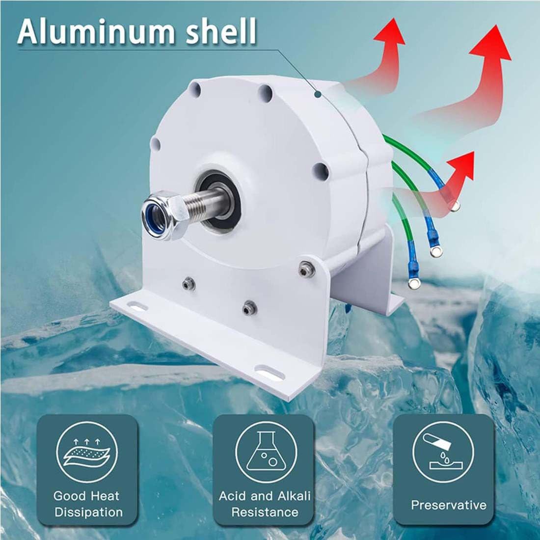 Alternatore a magnete permanente trifase, generatore di motore elettrico CA ad alta potenza per progetti fai da te con turbina eolica, opzioni di tensione 12 V/24 V/48 V