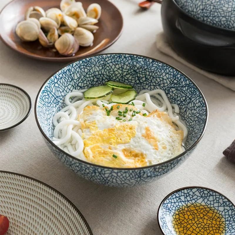 Assiette à dîner, assiettes à dîner, style chinois, bol de riz de cuisine classique en céramique bleu et blanc, grand bol à soupe de fenêtre, petite cuillère à thé, assiette à vaisselle, assiette