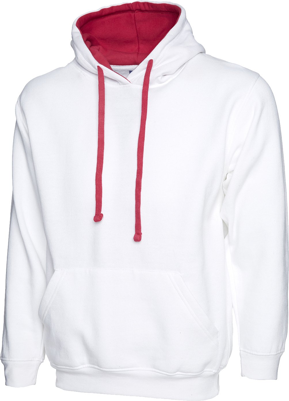 Shoppersbay Uneek Uc507 Contrast Hooded Sweatshirt White/Fuchsia 4XL