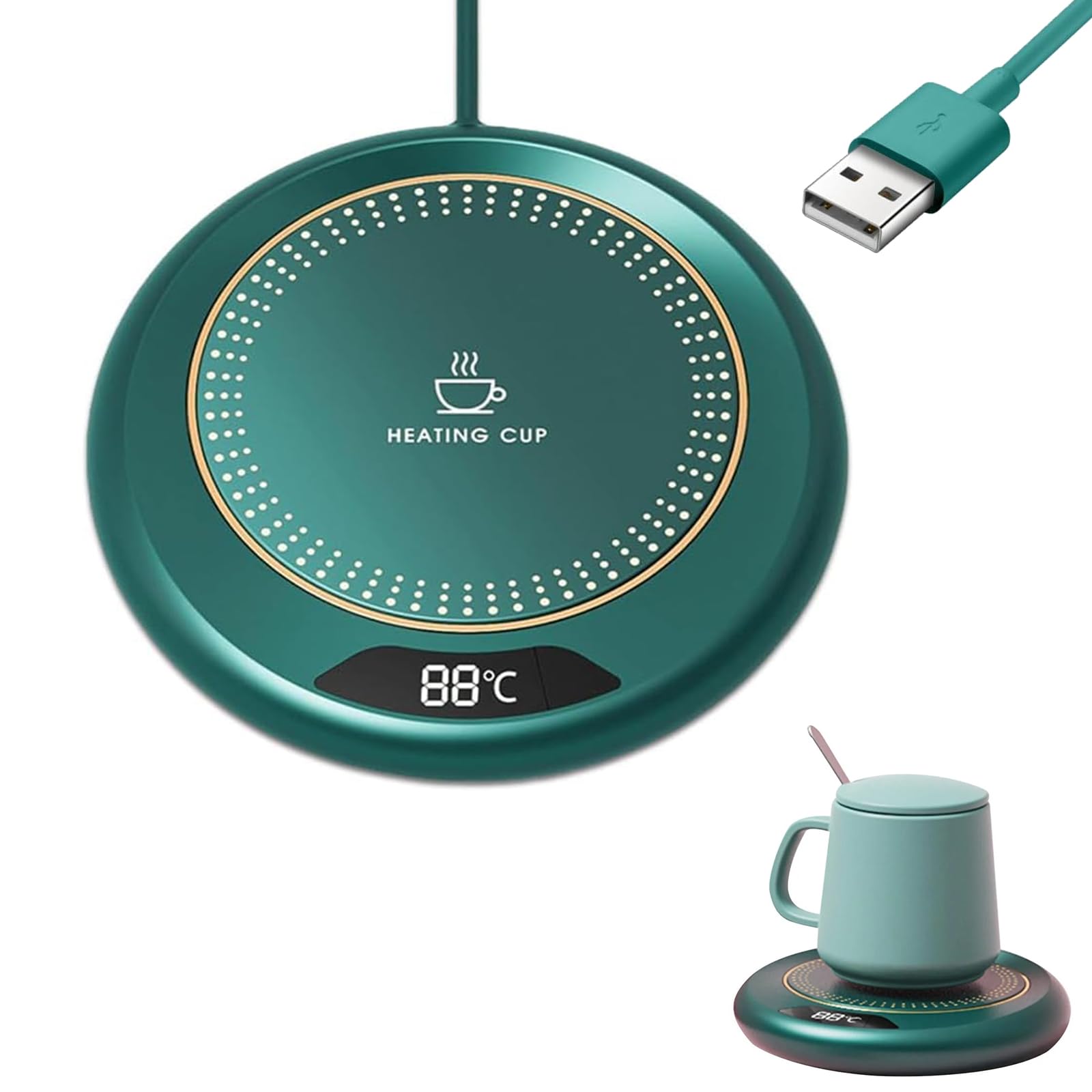 Chauffe Tasse, Chauffe-Tasses USB avec 3 Réglages de Température, Réchauffe- Tasse à Café, Chauffe Tasse à Café, Chauffe-Bougie Intelligent Chauffe-Boisson Électrique pour Café Thé Lait Bougies (Vert Chauffe Tasse, Chauffe-Tasses USB avec 3 Réglages de Température, Réchauffe- Tasse à Café, Chauffe Tasse à Café, Chauffe-Bougie Intelligent Chauffe-Boisson Électrique pour Café Thé Lait Bougies (Vert