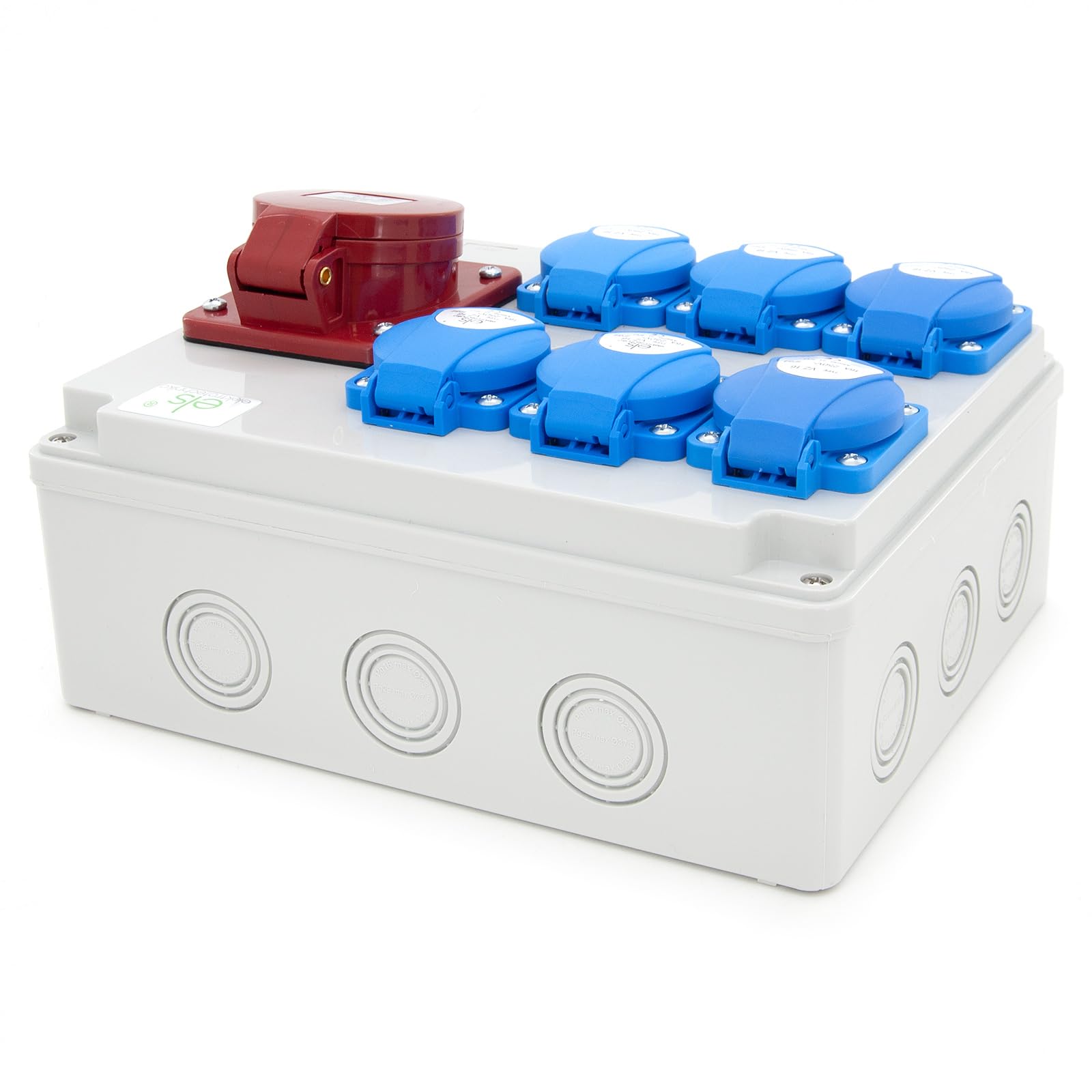 ELS Elektrotechnika Distributore di corrente da parete 6 x 230 V Schuko + 1 x CEE 16 A, distributore di presa cablato, per interni ed esterni