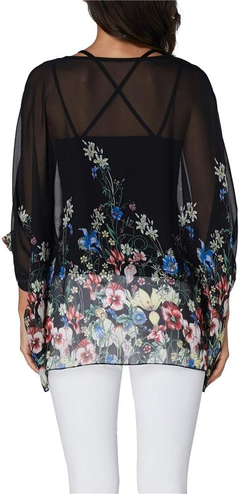 Nicetage Boho Top Sheer Dressy Blouse Chiffon Blouses for Women Sheer Poncho Flowy Batwing Tops Cruise Wear - Image 6