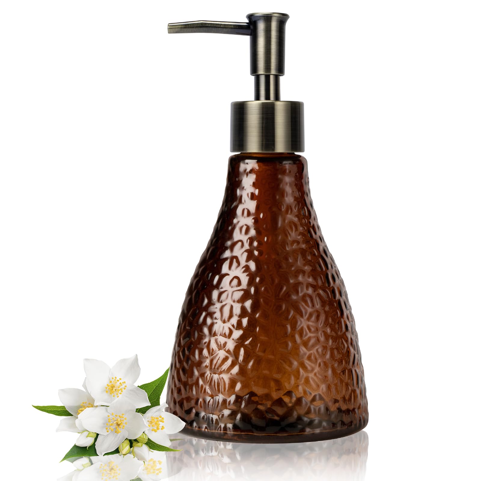 Distributeur de savon en verre marron 357,2 g liquide vaisselle et lotion mains salle de bain