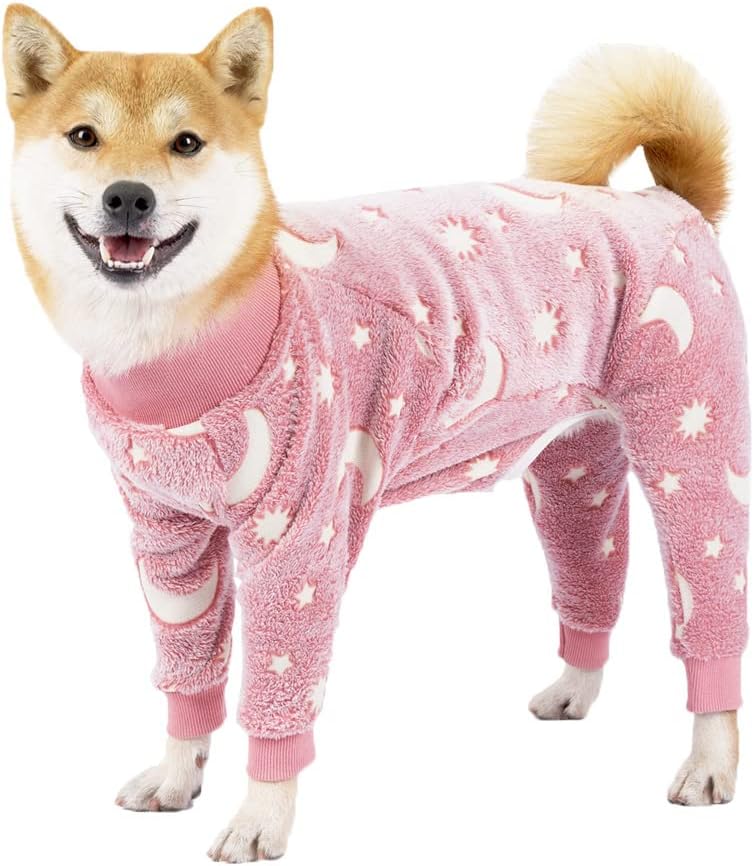 Pijama Felpa para Perros, Ropa Cálida Forro Polar Mono Suave para Perros Invierno Transpirable para Perros Medianos O Grandes En Climas Fríos,Rose,XS