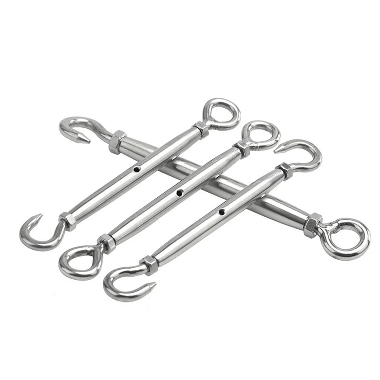 8 Uds M5 ~ M12 304 Acero inoxidable ajuste cadena aparejo tensor cuerda de alambre dispositivo tensión ganchos y cierre ojo Para Plantas Trepadoras(Color 3,M10)