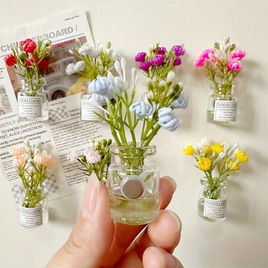 8 piezas imanes mini jarrón 3D decoración cocina miniatura 3