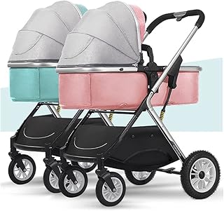 Tandem Double Umbrella Stroller for Infant and Toddler,Twin Baby Pram Stroller,Lightweight Double Infant Stroller,Detachable 2 Single Strollers Double Pushchair (Color : Multi-Colored)