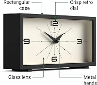 Vista 6 de JONES CLOCKS® Reloj de Escritorio Odeon Diseño Rectangular Moderno Negro Aspecto Retro Elegante para Estante, Mesa, Repisa de Chimenea