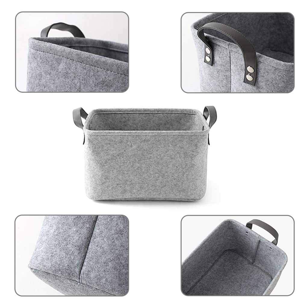 Panier en Feutre, 2 Pièces Panier de Rangement en Feutre ,Panier en Feutre Avec Poignée, pour Vêtements, Serviettes, Articles de Toilette, Livres, etc. (S)