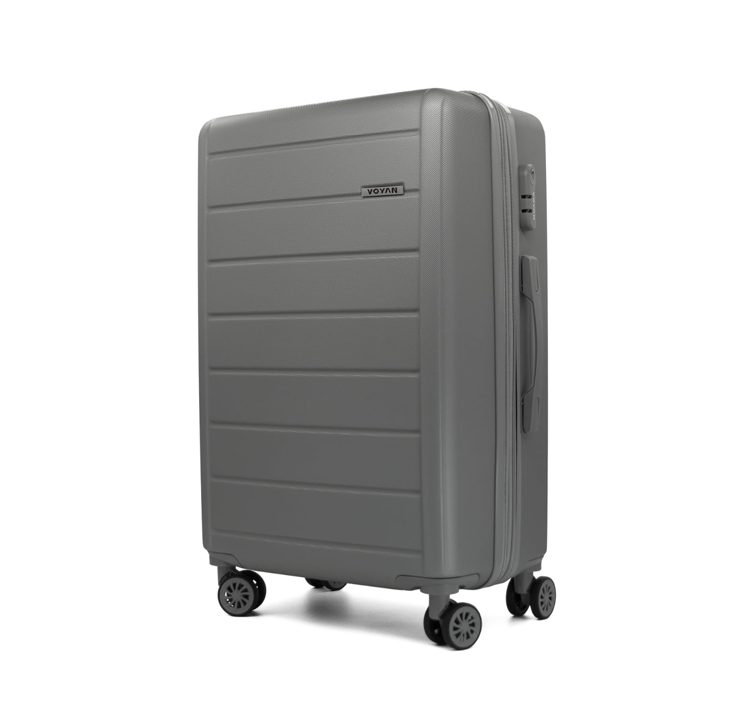 VOYAN Maleta Grande 23kg SDR Gris 68x46x28 Expandible, Trolley Rigido ABS Ligero 4 Ruedas 360°