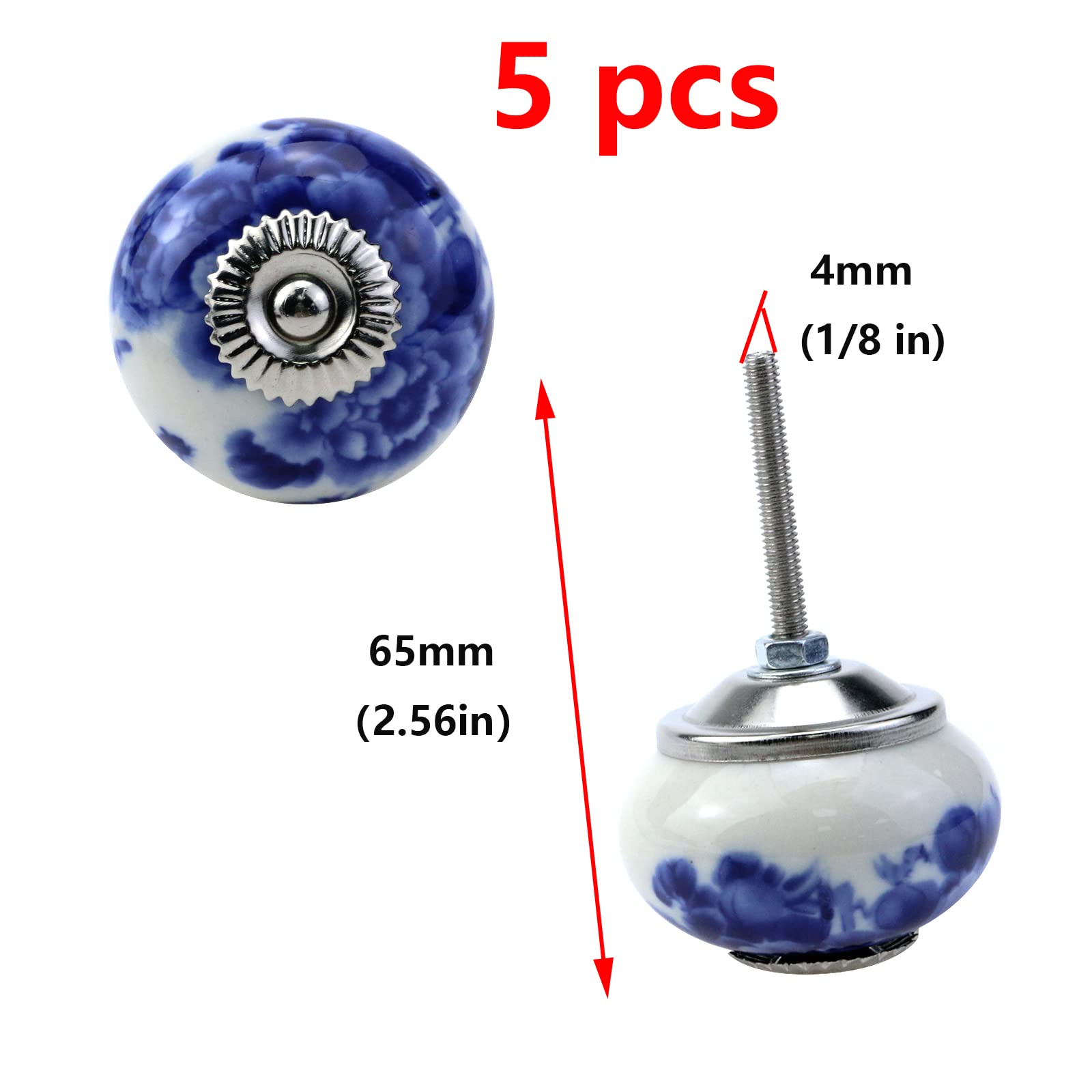 Amazon.co.jp: セラミックドアノブ 5個 ヴィンテージブルー&ホワイト