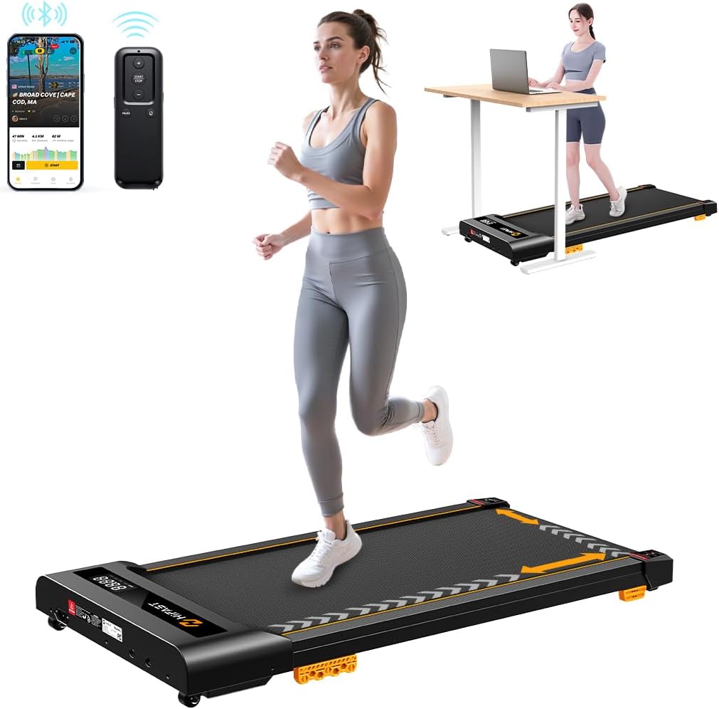 Walking Pad, 2.5HP Under Desk Treadmill for Home Office, 300 Lbs Capacity Portable Treadmills with Remote Control & LED Display, 2 in 1 Running Pad for Walking Jogging and Running