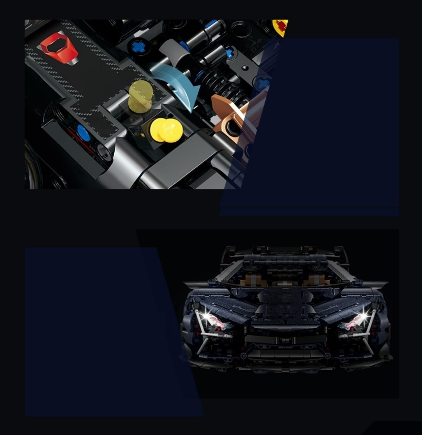 Technik Auto für Lambo Aventador SVJ, Mit Motoren Set und Licht, 1:8 Groß Auto Modellbausatz, 3851 Teile MOC Klemmbausteine Rennauto Set, Automodell Sammlerstück für Autofans, Keine Originalverpackung