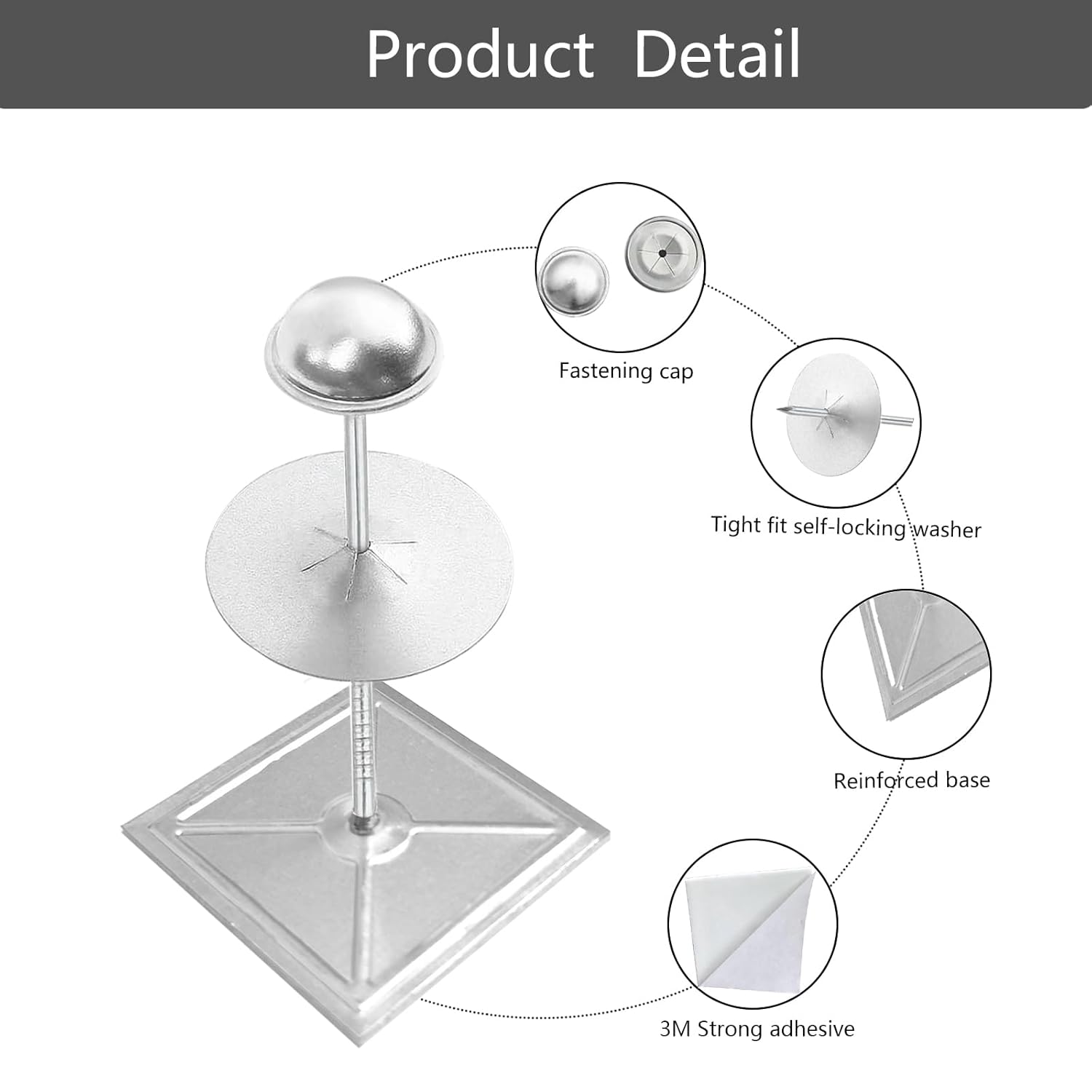 300pcs Self Stick Insulation Pins 2-1/2inch,1.5 Inch Round Self Locking Washers,Aluminum Insulation Dome Cap Washers for Foam Board Wall Floor Ceiling,Perforated Insulation Pins 100Set