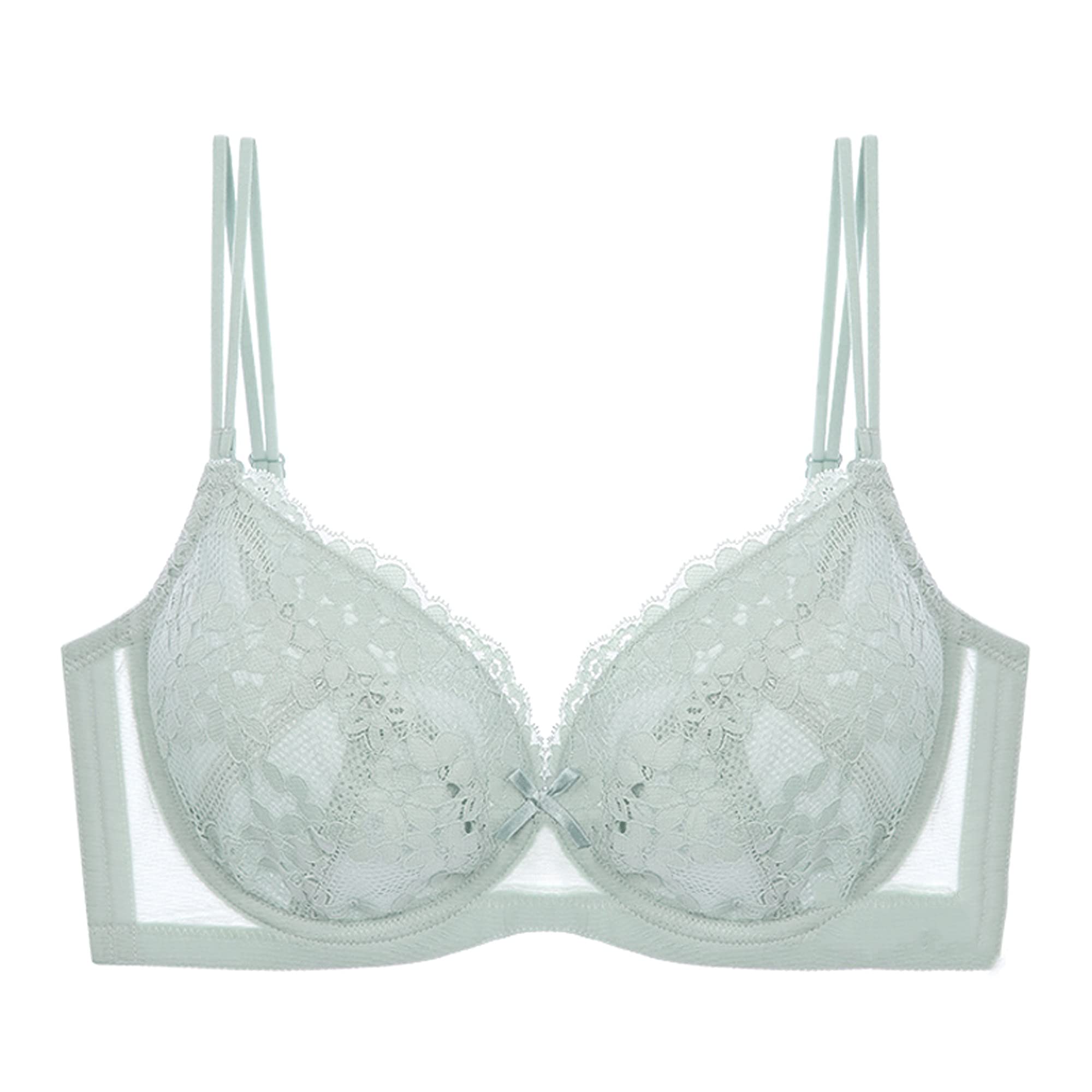 Soutien-gorge grande taille avec armatures bleu WENJUN dentelle non rembourré