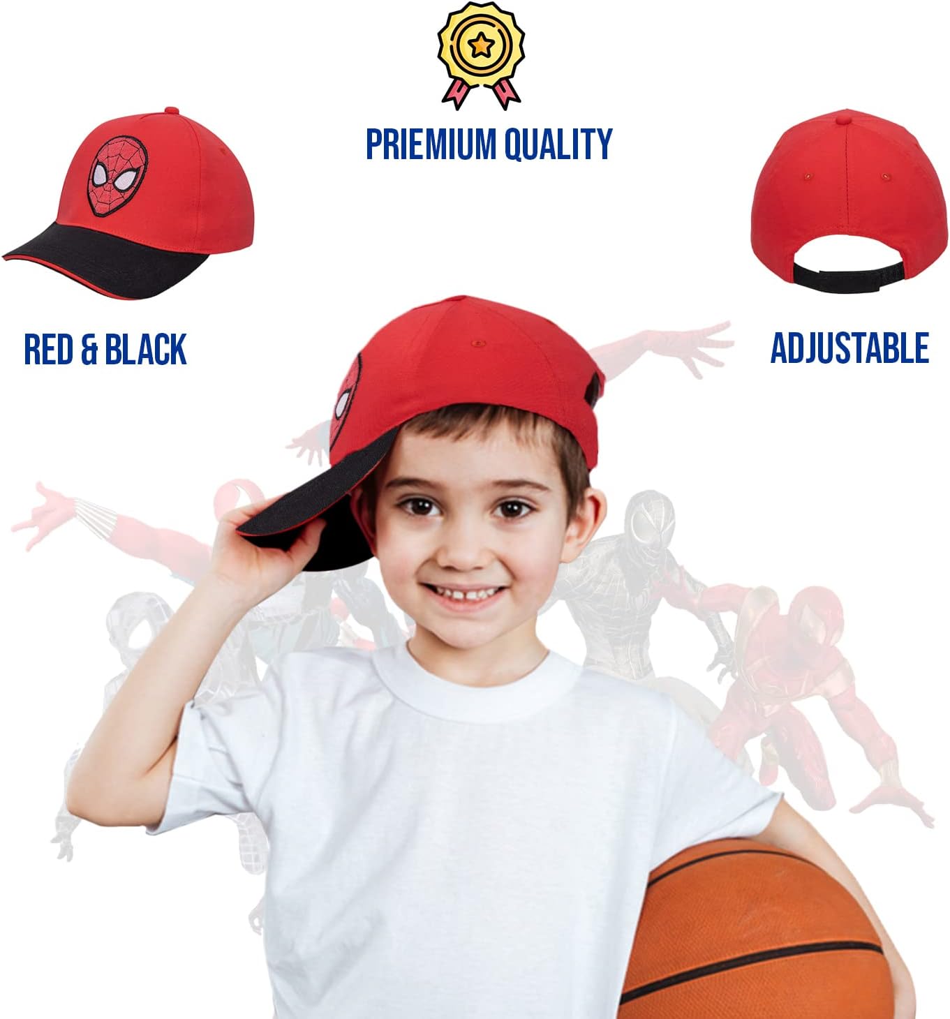Marvel Spiderman Hat for Boys, Breathable Spiderman Baseball Cap for Toddlers, Boys Ages 3-9 - Image 2