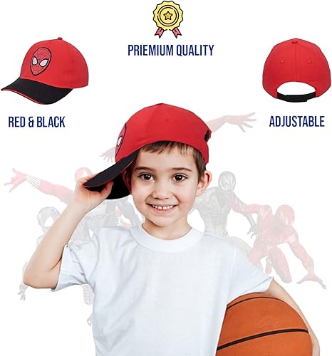 Miniatura 2 de Marvel Sombrero de Spiderman para niños, gorra de béisbol transpirable de Spiderman para niños pequeños, niños de 3 a 9 años