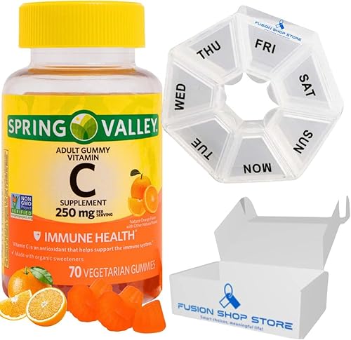 Gomitas de vitamina C para adultos  Gomitas Spring Valley de 250 mg 70 unidades (1), juego con estuche Fusion Shop Store Week (1)
