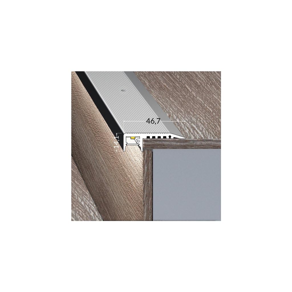 Perfil aluminio 2 m mod. Escalera para luz señalización peldaños tiras LED cubierta mate