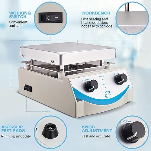 Miniatura 5 de SH-3 Agitador magnético de placa caliente 169.1 fl oz volumen con control dual y barra de agitación de 1 pulgada