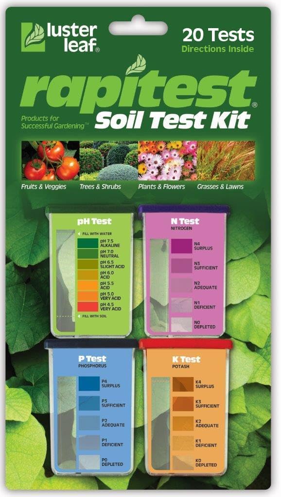 Rapitest Soil Test Kit for Gardens, Vegetables, Flowers &amp; Lawns. USA Designed &amp; Assembled Tester Completely, Quickly and accurately Measures/analyzes Soil pH Acidity and Garden nutrients. (Pack of 6)