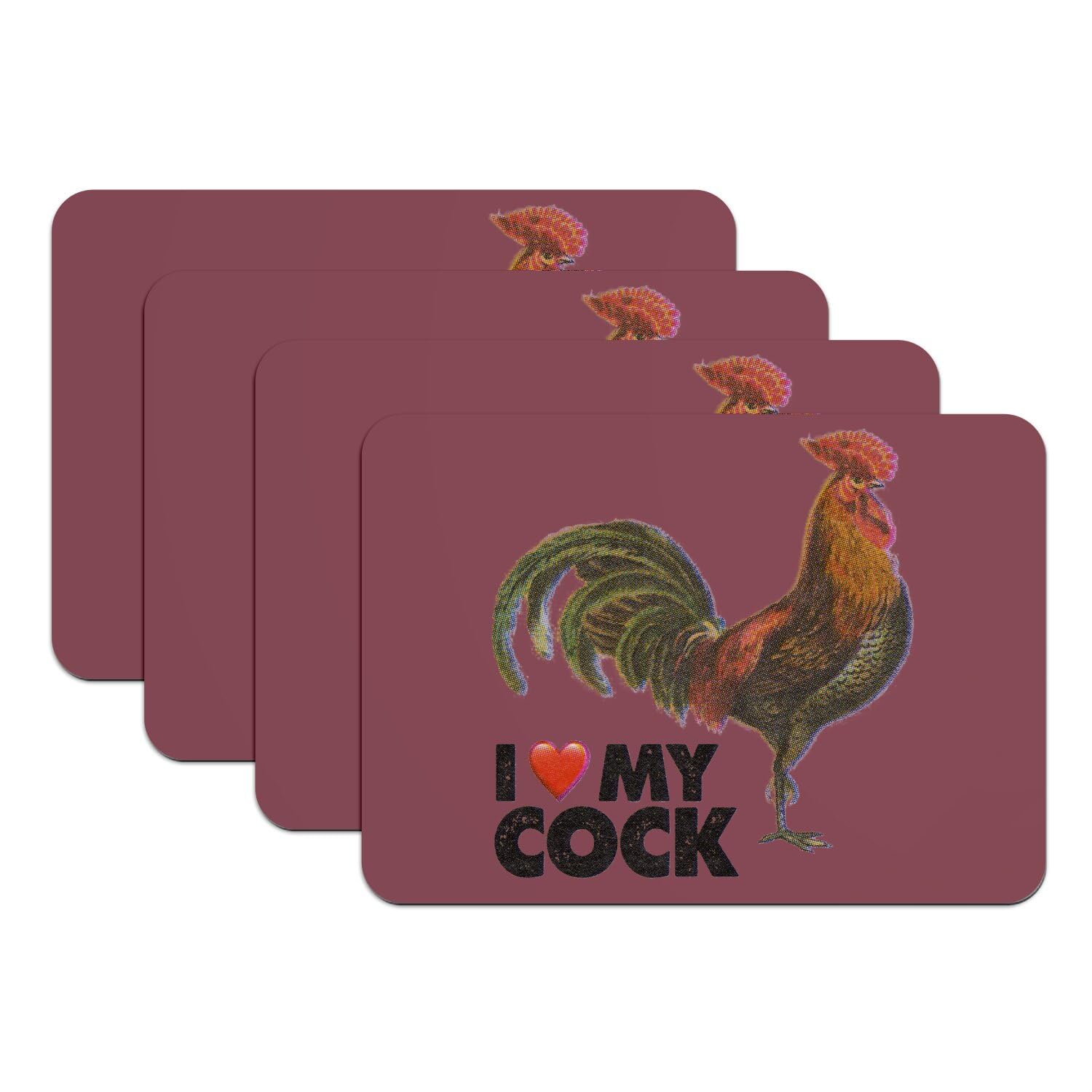 Dessous en caoutchouc rouge coq parodie | Set de table grand format vintage de cuisine