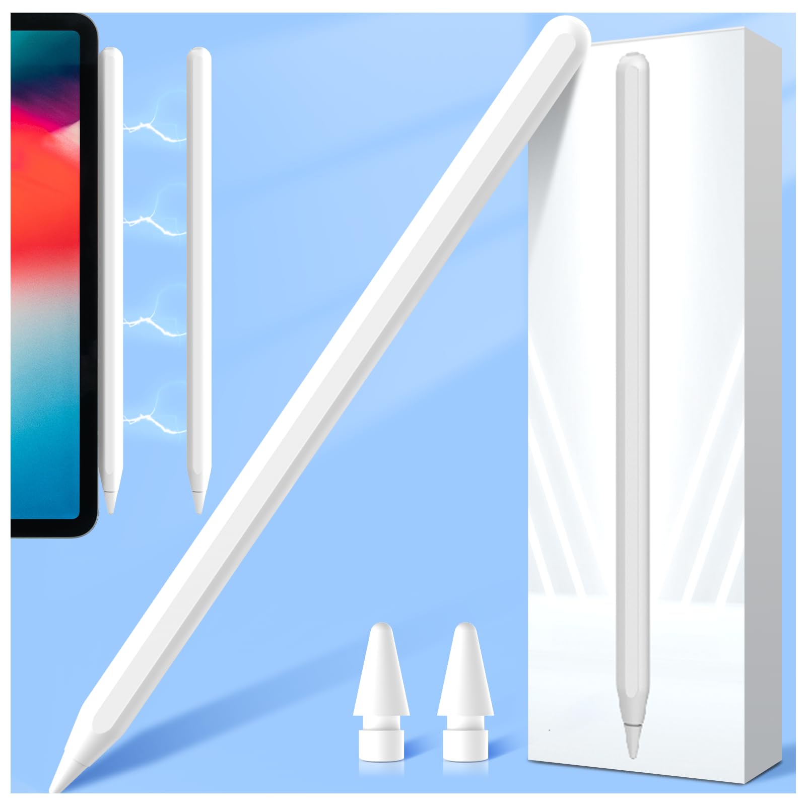 Stylus Pen Replacement for Apple Pencil 2nd Generation Magnetic Wireless Charging 2nd Gen Pen Accessories (White)