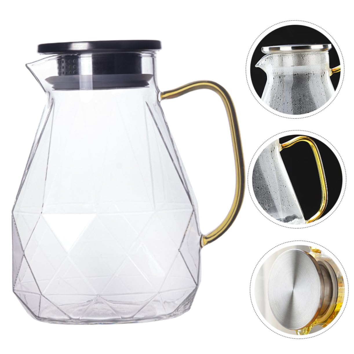 Jarra de Grande con Tapa de Acero Inoxidable Jarra para Agua Fría y Té Helado con Asa Ergonómica y Antigoteo para Bebidas Frías y Calientes el Hogar