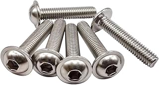M5-0.8 x 16mm Flanged Washer Button Head Socket Cap Screws, 304 Stainless Steel 18-8, Allen Hex Drive, Full Thread Coarse Thread UNC, 50 PCS