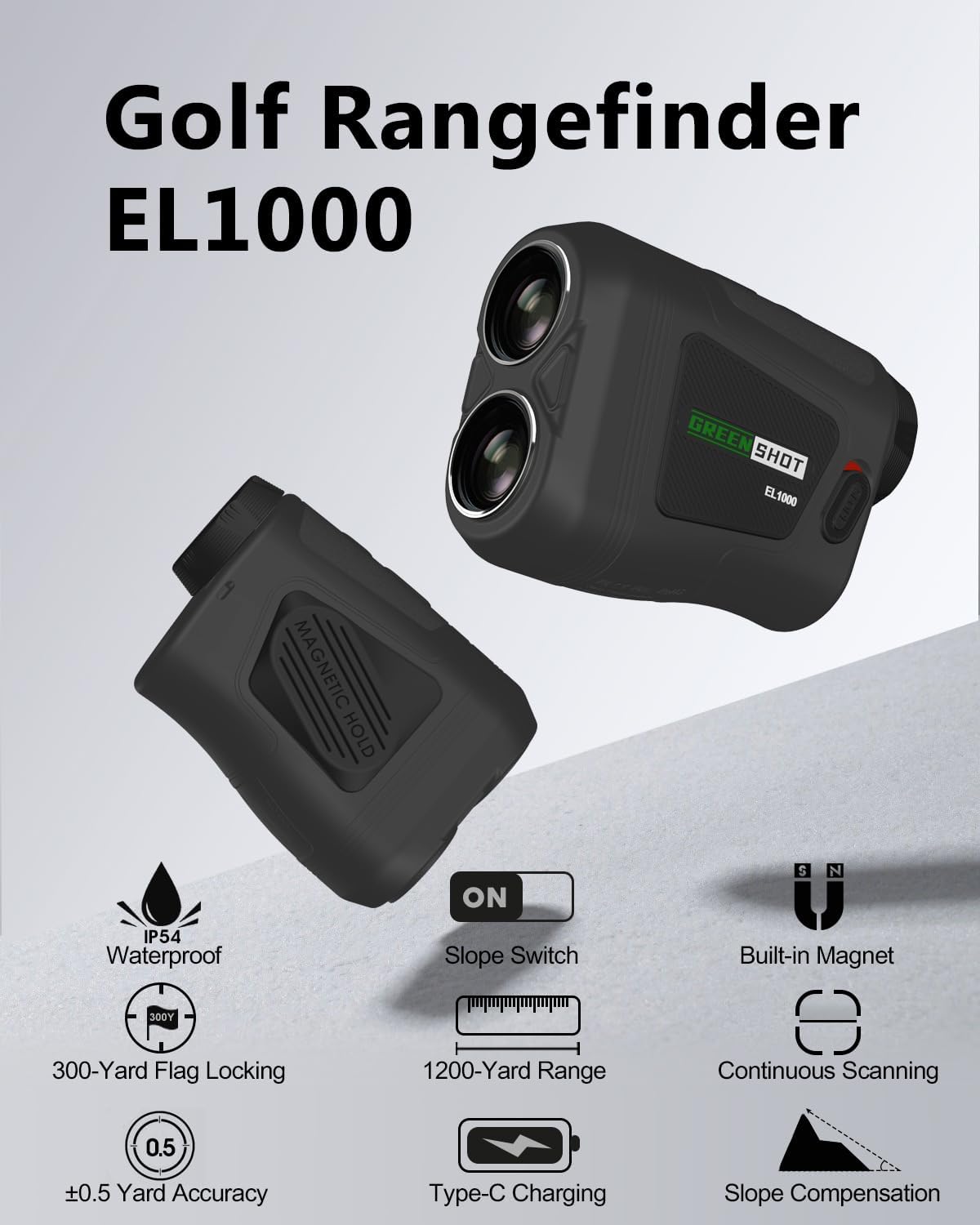 Golf Range Finder with Slope - 1200 Yards Range Finder Golf, 6X Magnification Golf Range Finder Magnetic with Flag Pole Locking Vibration, Rechargeable Golf Accessories for Men