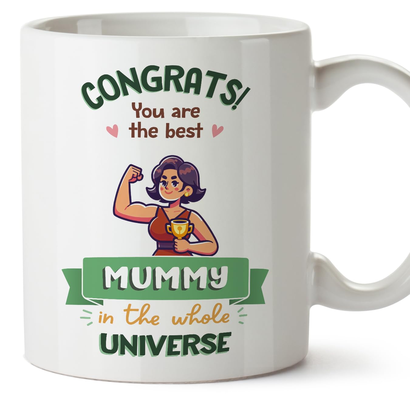 MUGFFINS Mother/Mum 3 Mug - in English - Best in Universe Trophy - Funny Gift - Ceramic 11oz Mug — image 1
