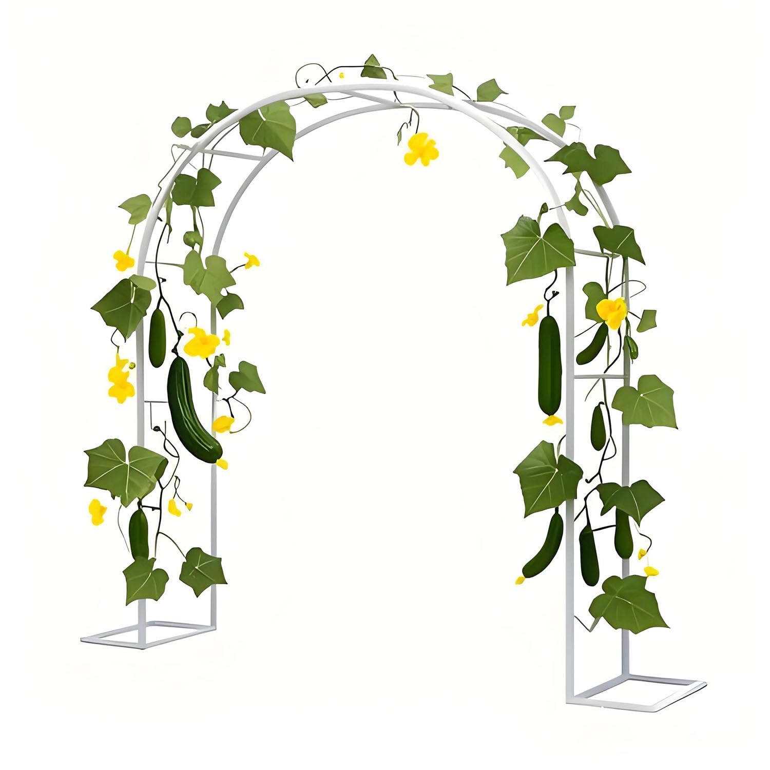 Arco da giardino in metallo, resistente alle intemperie, per rose, pergolato robusto, per piante rampicanti, pergolato per matrimoni, 0,8, 3,5 m, altezza regolabile, bianco (140 x 230 cm)
