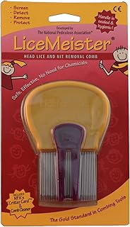 LiceMeister Head Lice & Nit Removal Comb, 1 School-Approved Lice Comb, Stainless Steel, Cleaning Tool Included, No Shampo...