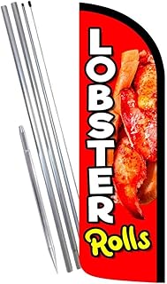 Lobster Rolls Premium Windless Feather Banner Flag Kit (Flag, Pole, & Ground Mt)