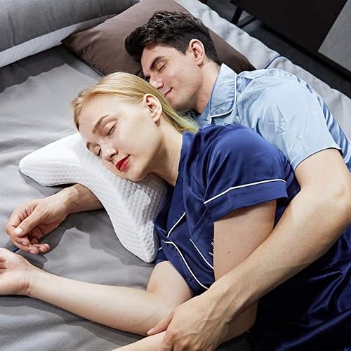 Miniatura 2 de Almohada viscoelástica ergonómica para cuello y hombros con diseño arqueado para soporte cervical, ideal para personas que duermen de lado y boca