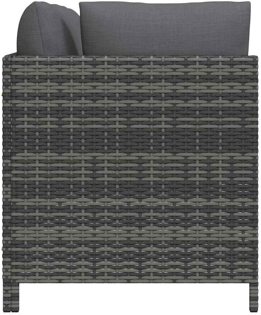 vidaXL Patio Sofa, 3-Seater Patio Sofa, Modular Seat with Tea Table, Outdoor Furniture Set for Garden, Rustic, Solid Teak Wood PE Rattan