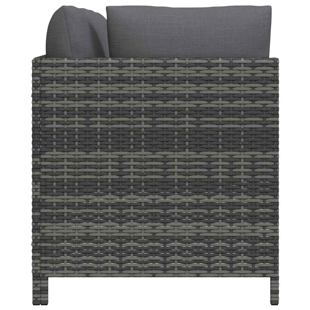 vidaXL Sofá de Jardín de 3 Plazas con Cojines Mobiliario Muebles Exterior Patio Terraza Hogar Silla Asiento Suave Estable Ratán Sintético Gris