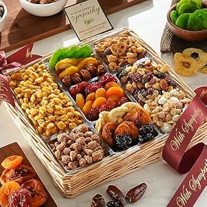 Broadway Basketeers Deluxe Sympathy Dried Fruit And Nuts Gift Basket – A Premium Healthy Condlence Gift – Corporate, Bereavement Gifts for Families
