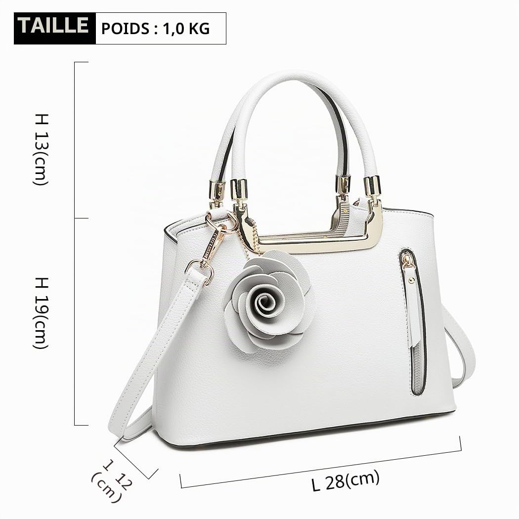 Miss Lulu Bolso Bandolera de Piel sintética con asa Superior para Mujer, Elegante Bolso de Hombro con diseño de Flores