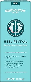 Mentholatum Heel Revival, Persistent Cracked Heel Repair Treatment, 1% Tolnaftate Antifungal Cream, Antifungal Foot Treatment, Eliminates & Prevents Fungus, 1 OZ