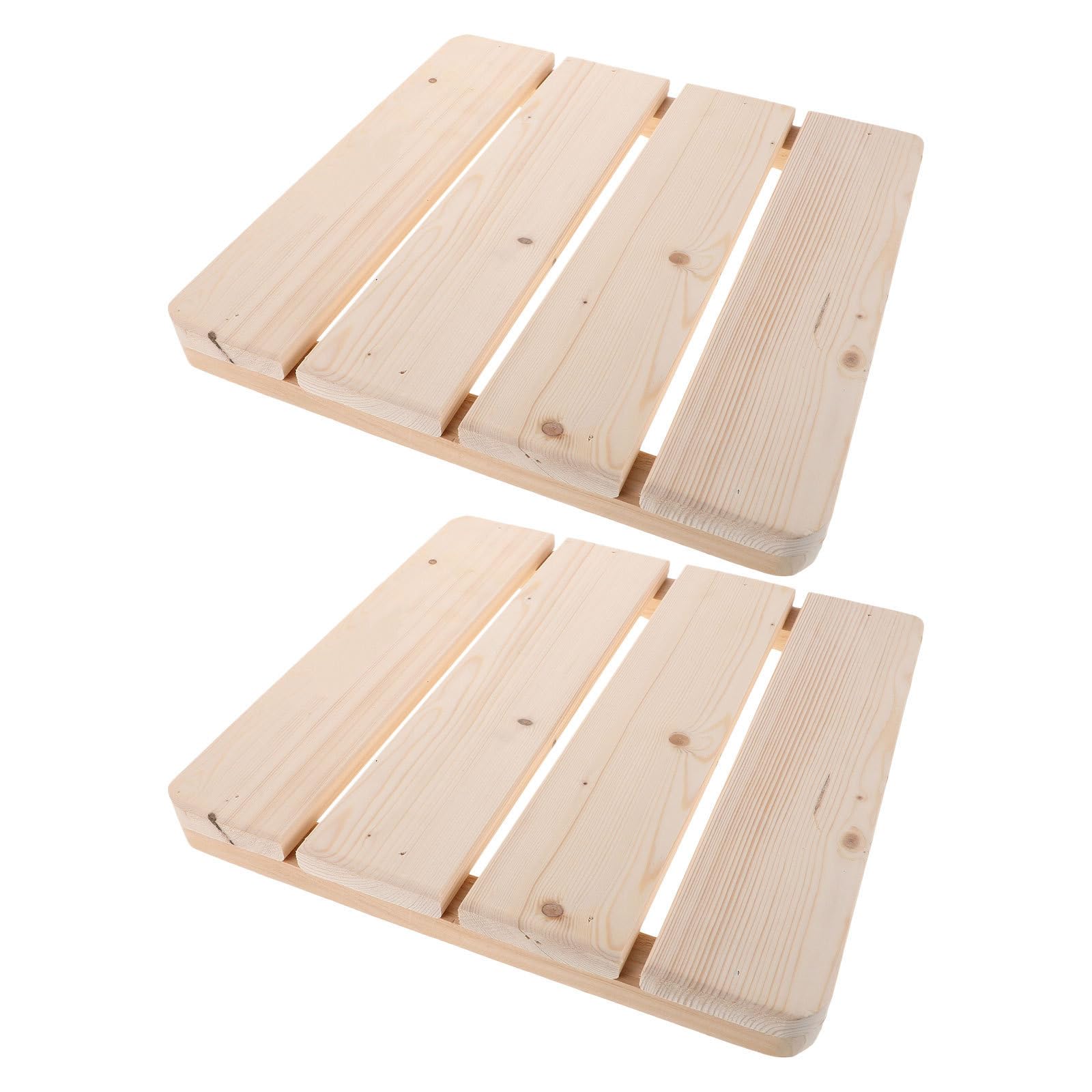 PACKOVE 2 Piezas Alfombra de Ducha de Madera Maciza Antideslizante Listones, Fácil de Limpiar Suelo Elevado de 30cm para Baño, SPA o Sauna Instalación Sencilla