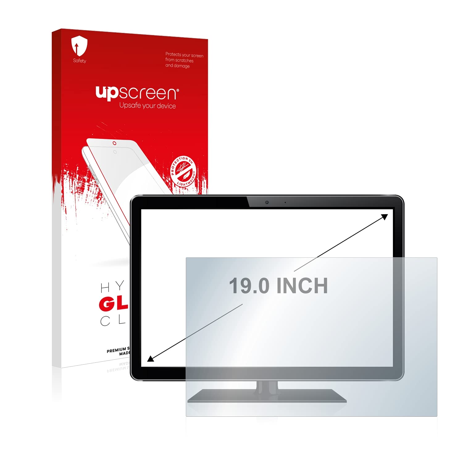 upscreen 19" Pellicola Protettiva per Schermo Piatto con 19,0 Pollici (48 cm) [304 x 379 mm, 4:3] Protezione Schermo Hybrid Glass - 9H Durezza